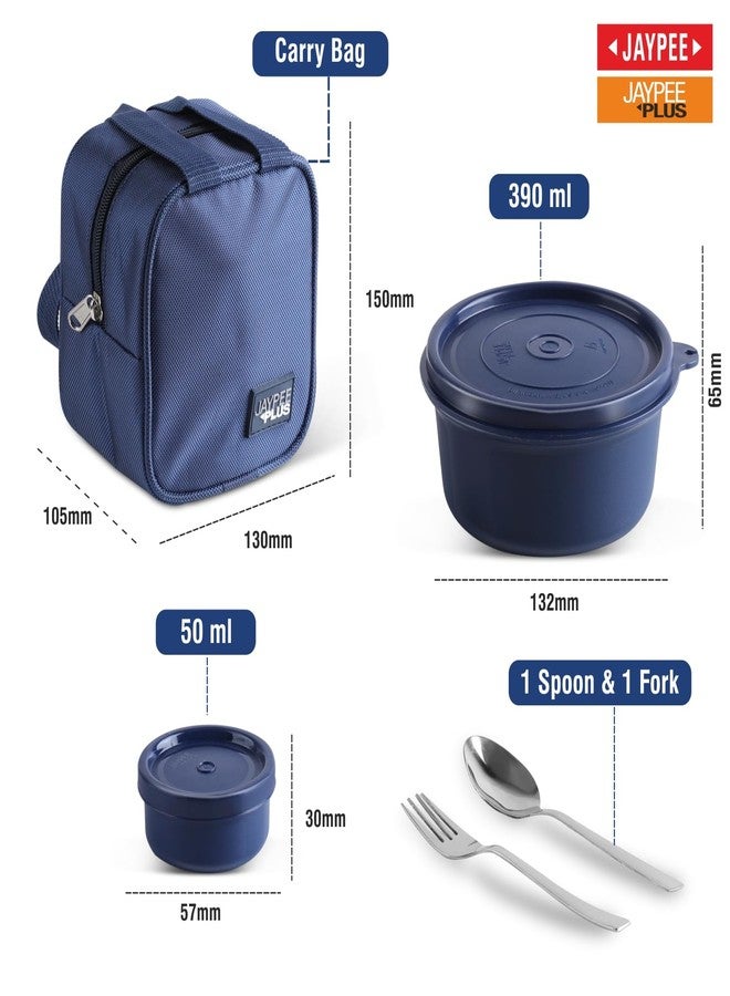 جايبي بلس علبة غداء جاي بي بلس هوم بايتس للمكتب، سعة 830 مل، محكمة الإغلاق، بثلاثة أقسام (2 × 390 مل، 1 × 50 مل)، مانعة للتسرب، وعاءان داخليان من الفولاذ المقاوم للصدأ آمنان للاستخدام في الميكروويف، مع حقيبة معزولة، وملعقة وشوكة، لون أزرق - Image 3